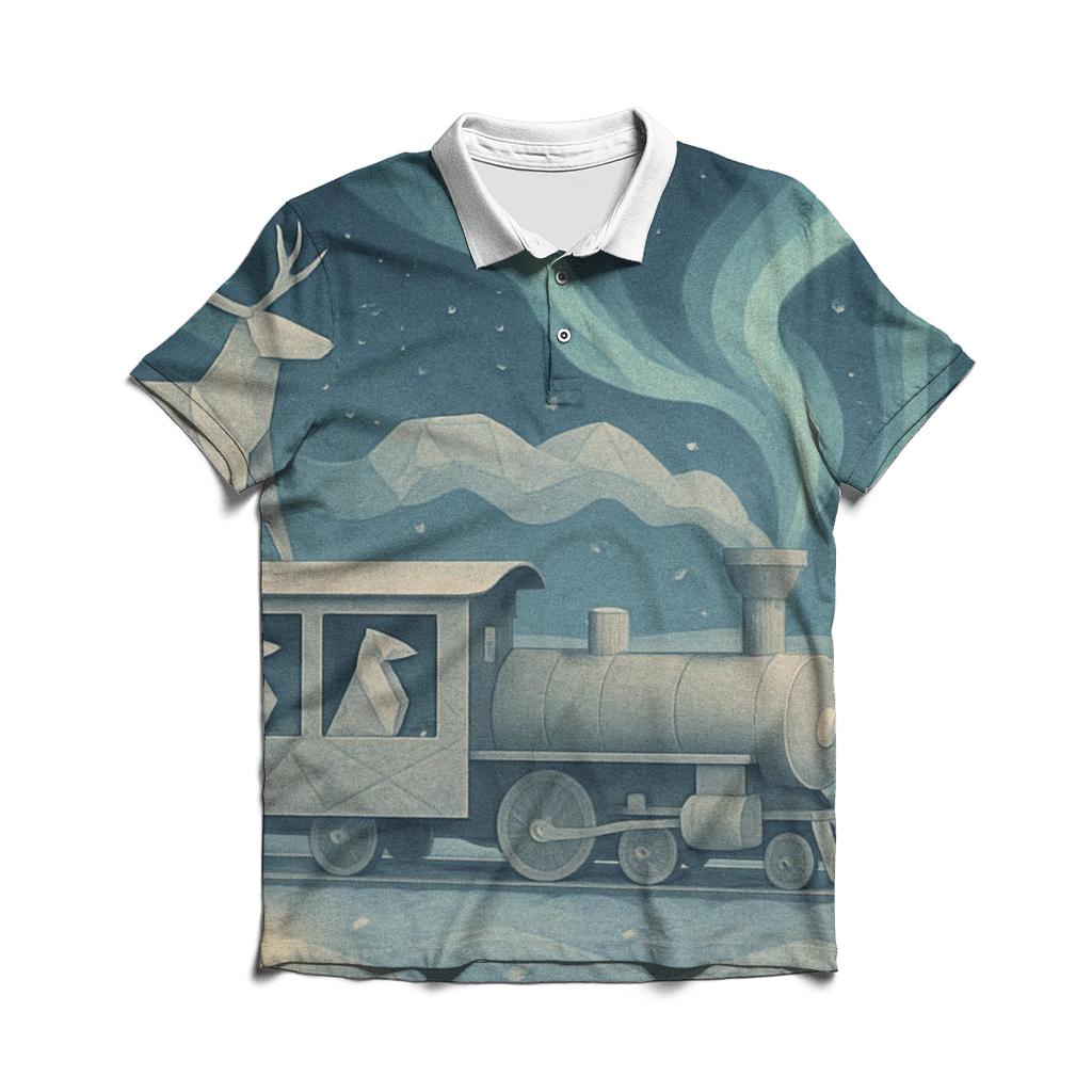 Random Paper Aurora Train personalized polo shirts