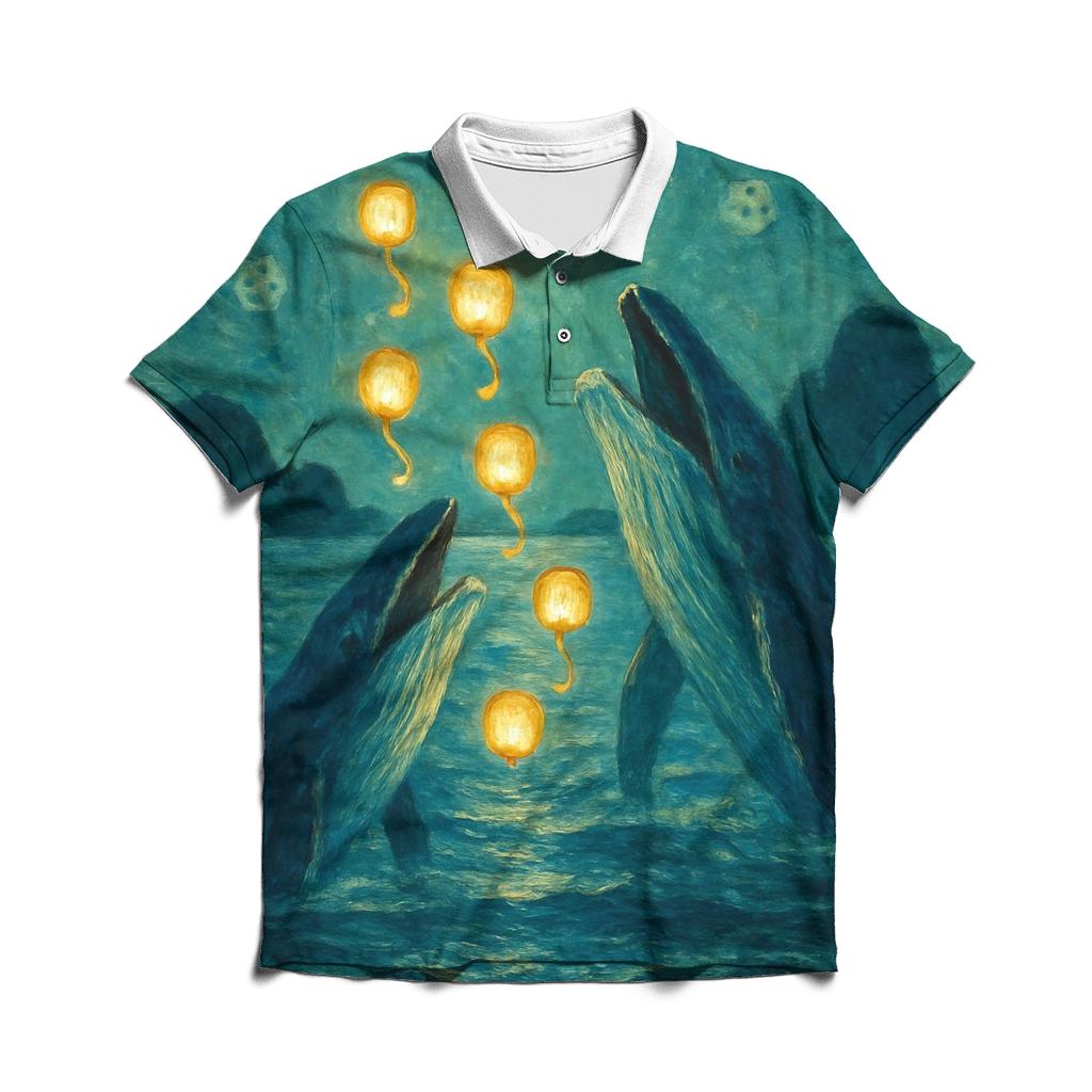 Random Lantern Whale Choir custom polo shirts