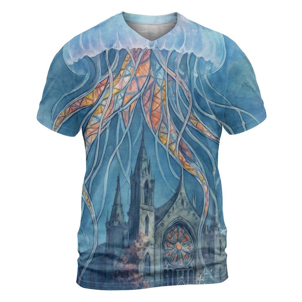 Random Jellyfish Cathedral creative print fashion shirts