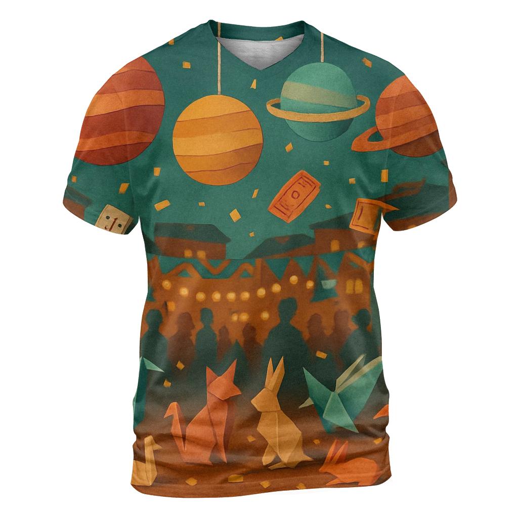 Random Paper Planet Carnival creative print fashion shirts