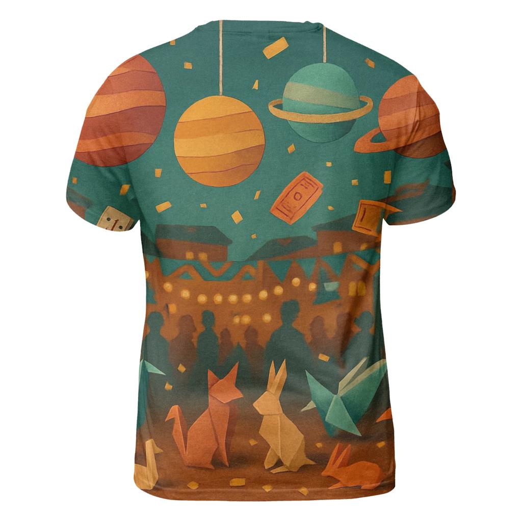 Random Paper Planet Carnival creative print fashion shirts