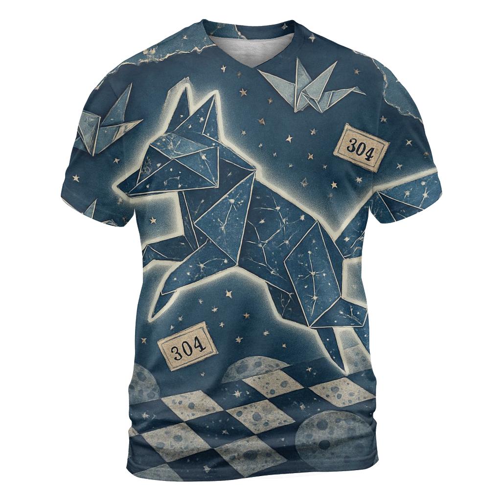 Random Cosmic Origami Fox unique graphic print tees
