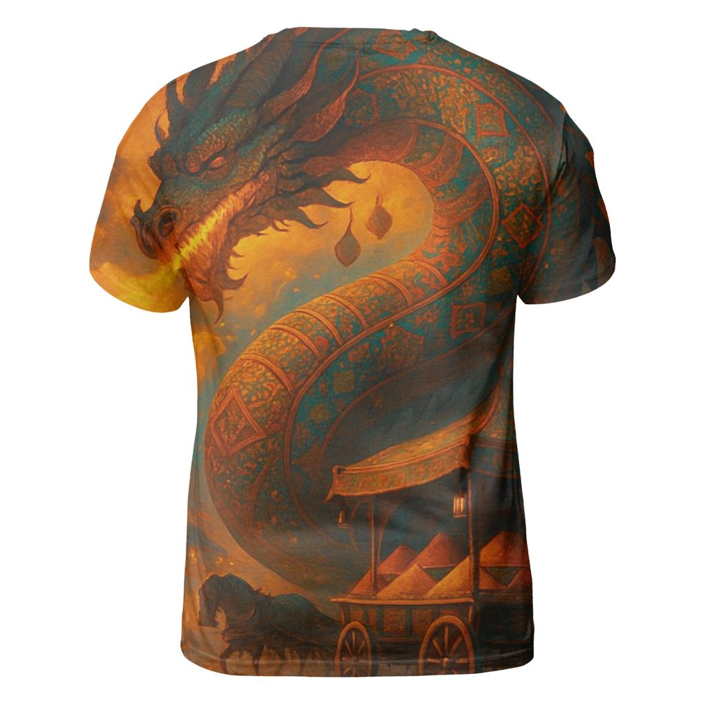Random Saffron Dragon artistic all-over print tops