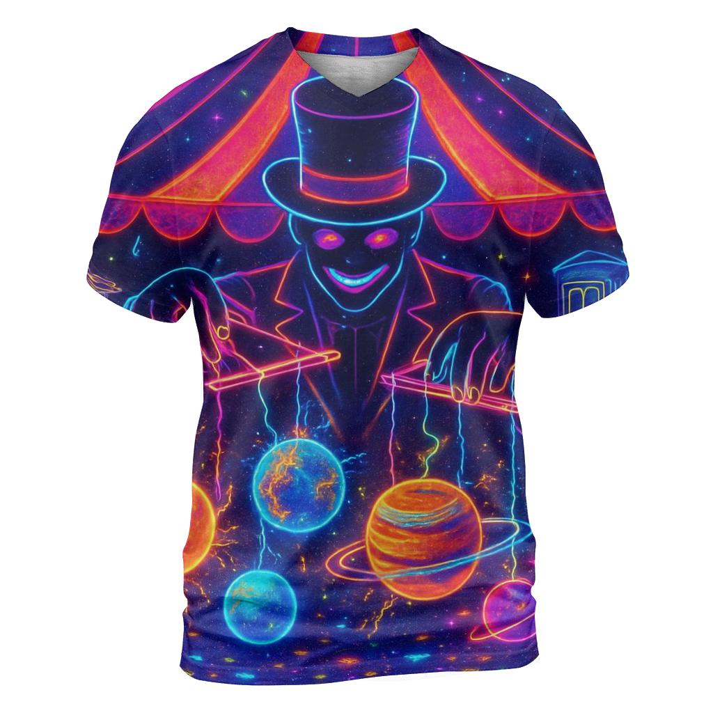 Random Neon Puppeteer vibrant all-over design tees