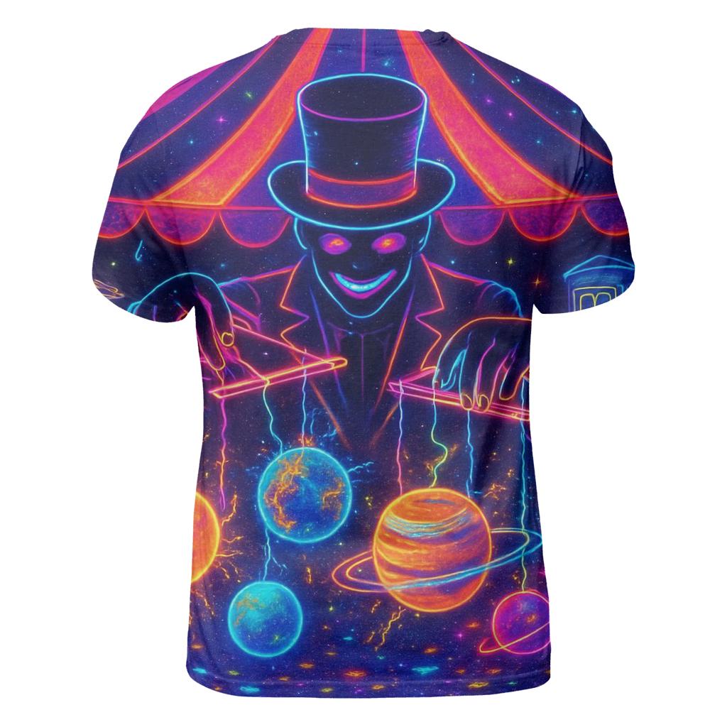 Random Neon Puppeteer vibrant all-over design tees