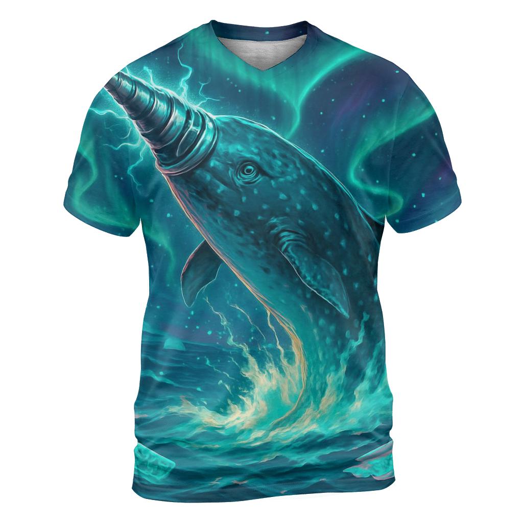 Random Turbo Narwhal artistic all-over print tops