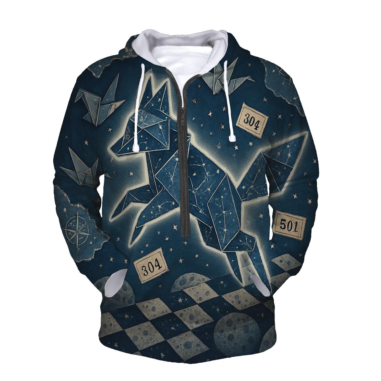 Random Cosmic Origami Fox pullover hoodies
