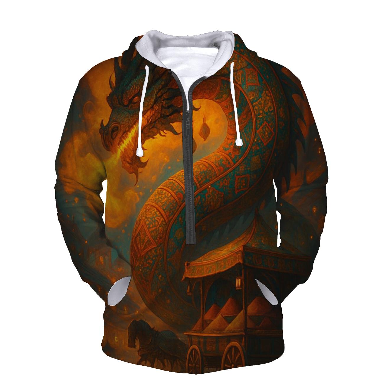 Random Saffron Dragon printed hoodies