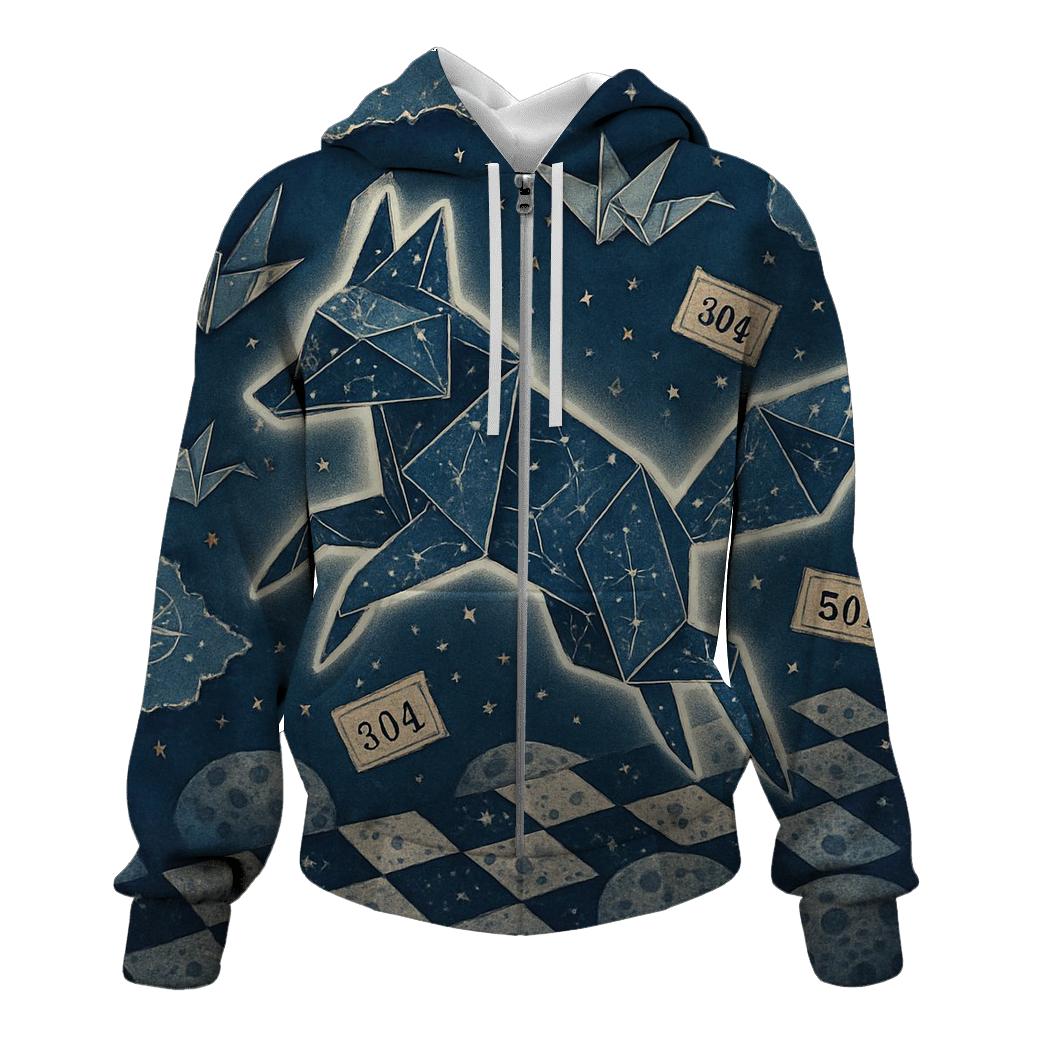 Random Cosmic Origami Fox printed hoodies