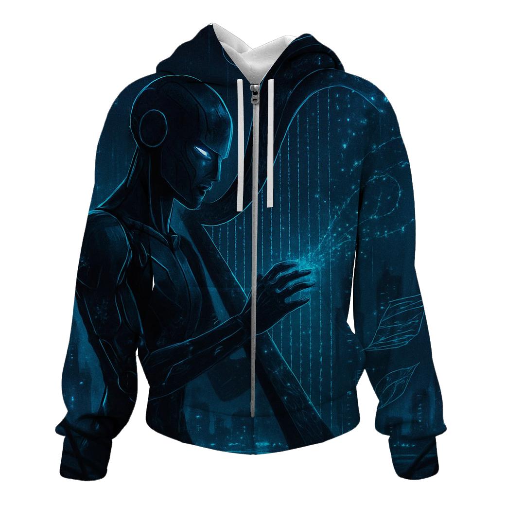 Random Binary Harpist printed hoodies