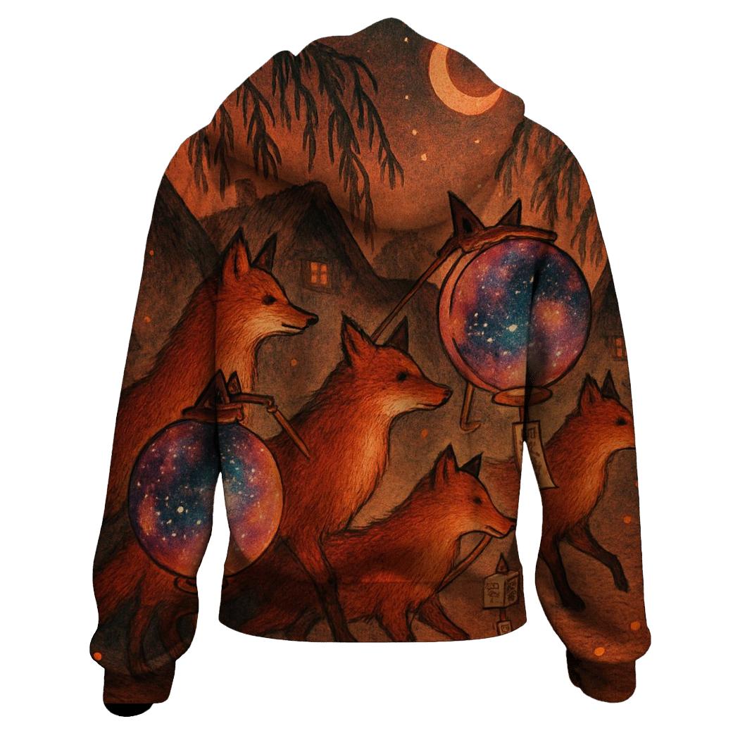 Random Lantern Fox Parade zip-up hoodies