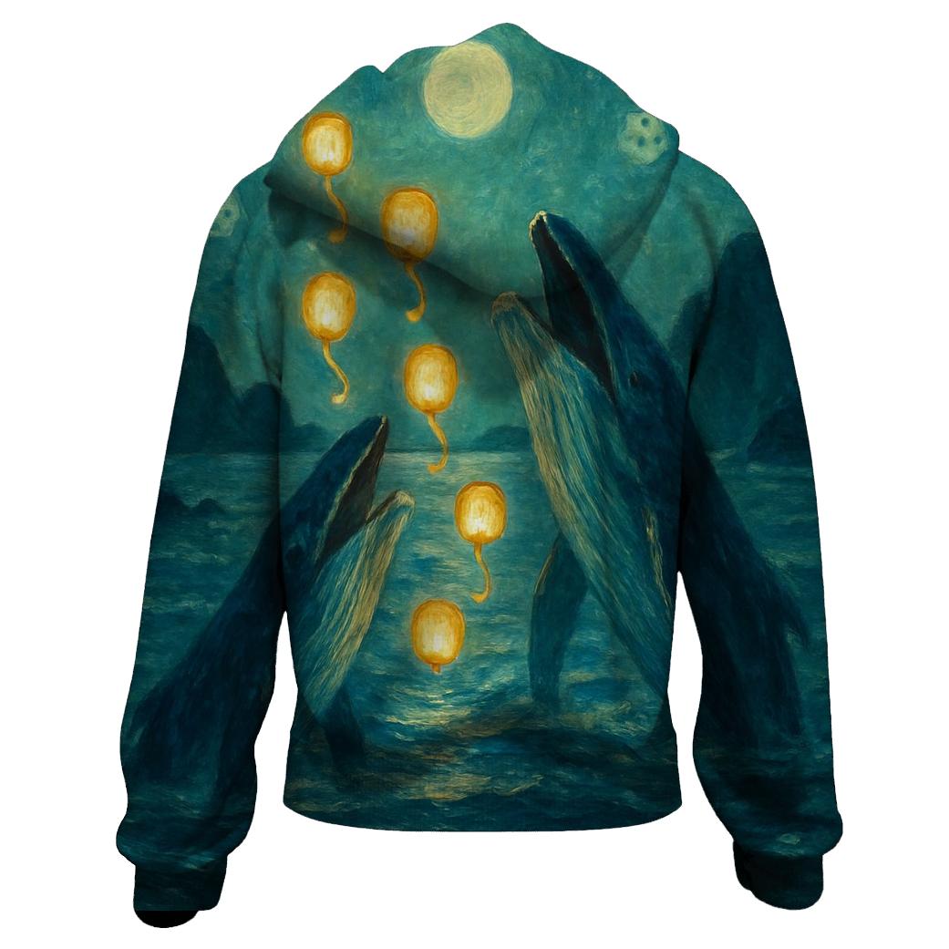Random Lantern Whale Choir embroidered hoodies