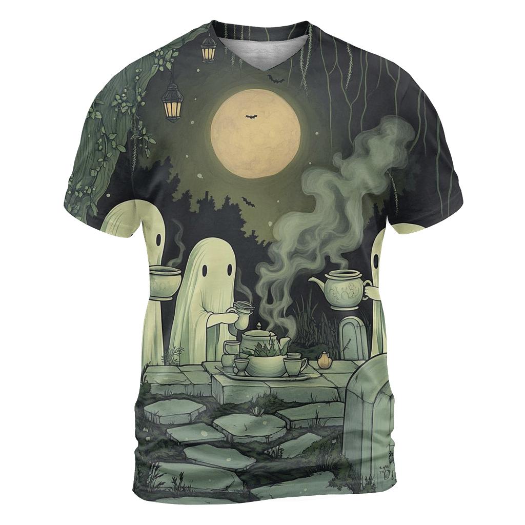 Graveyard Tea For Midnight Botanists vibrant all-over design tees