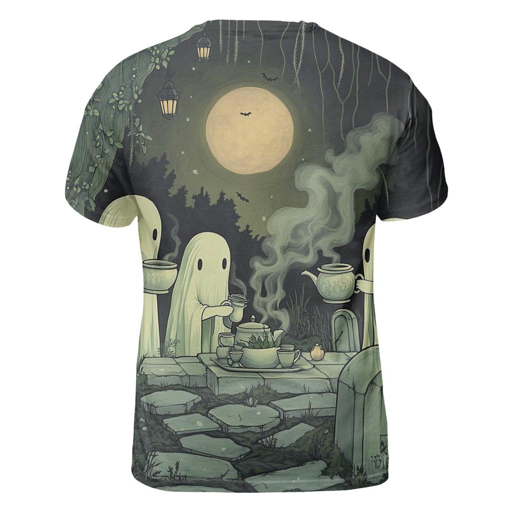 Graveyard Tea For Midnight Botanists vibrant all-over design tees