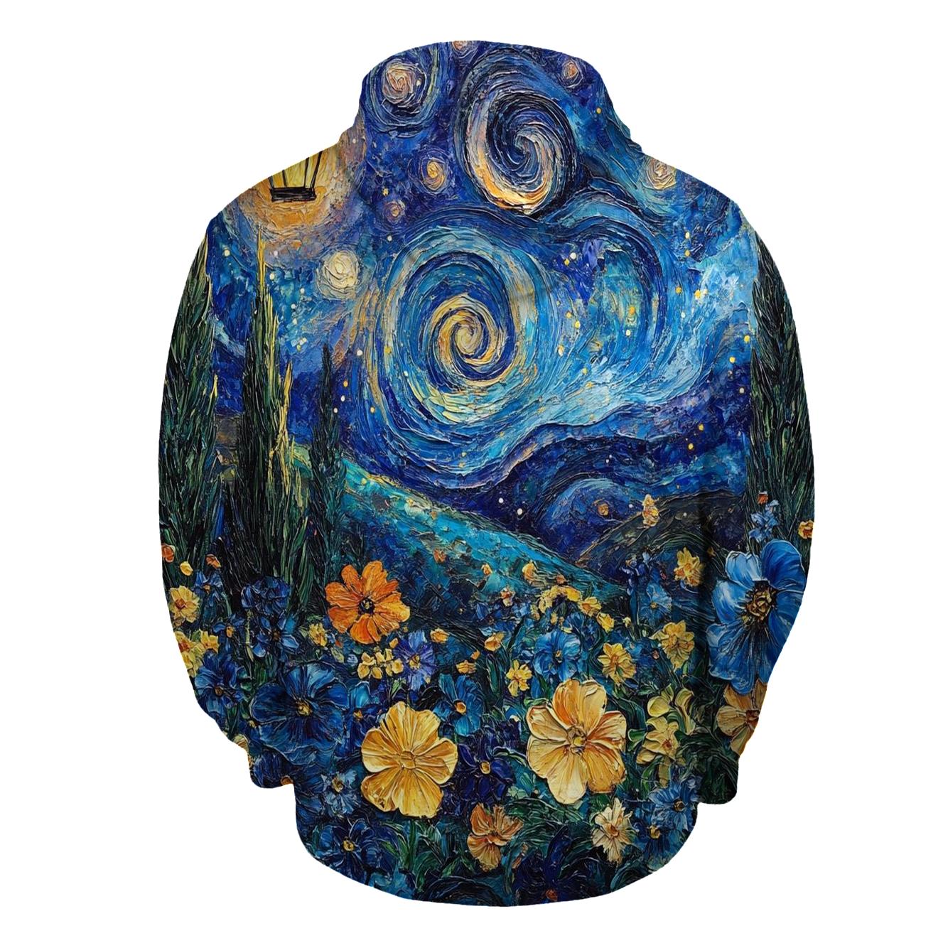 Van Gogh Inspired Nebula Garden lightweight hoodies