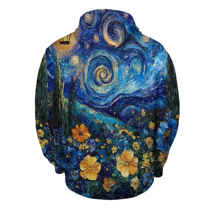 Van Gogh Inspired Nebula Garden lightweight hoodies