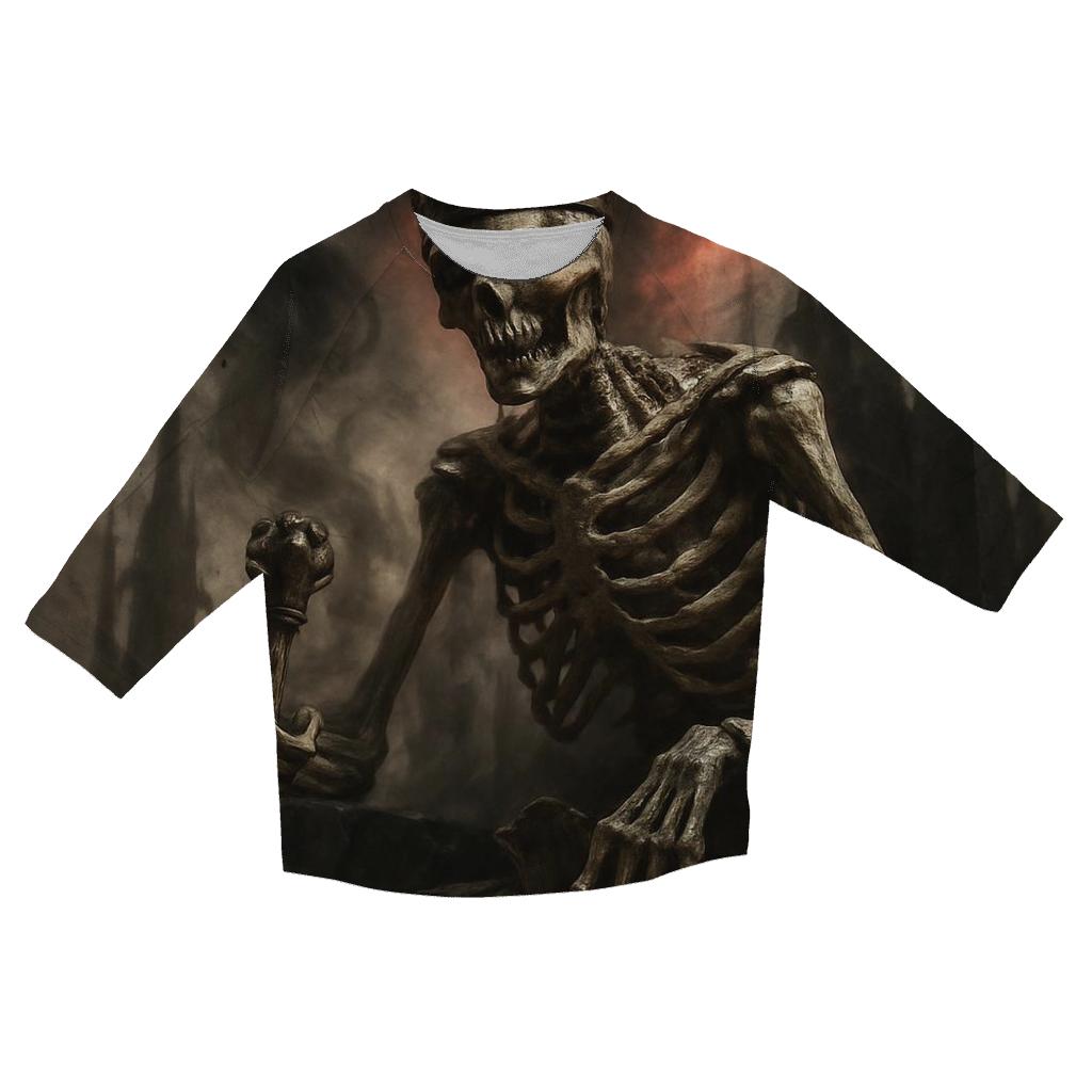 Ashen Throne Of The Bone King printed three quarter sleeve shirts