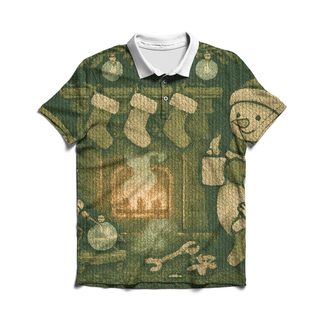 Retro Fireplace Elves Union classic pique polos