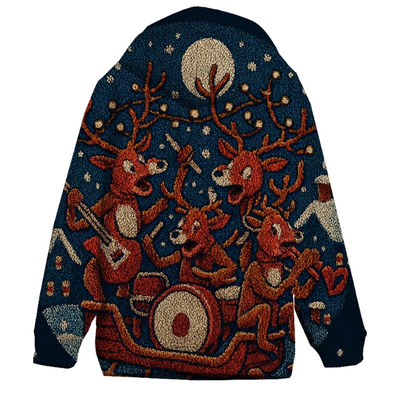 Midnight Sleigh Pajama Riot zip-up hoodies