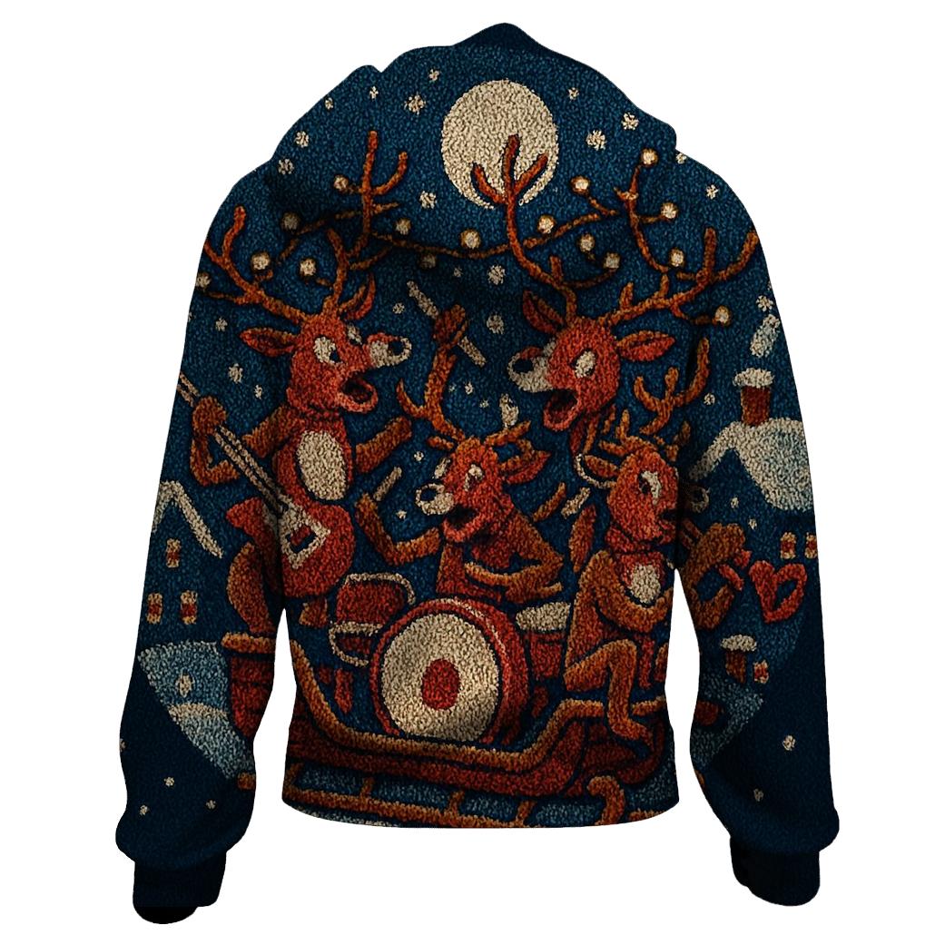 Midnight Sleigh Pajama Riot zip-up hoodies