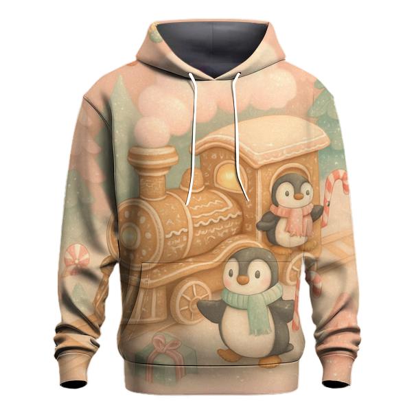 Gingerbread Train Cozy Chaos designer hoodies