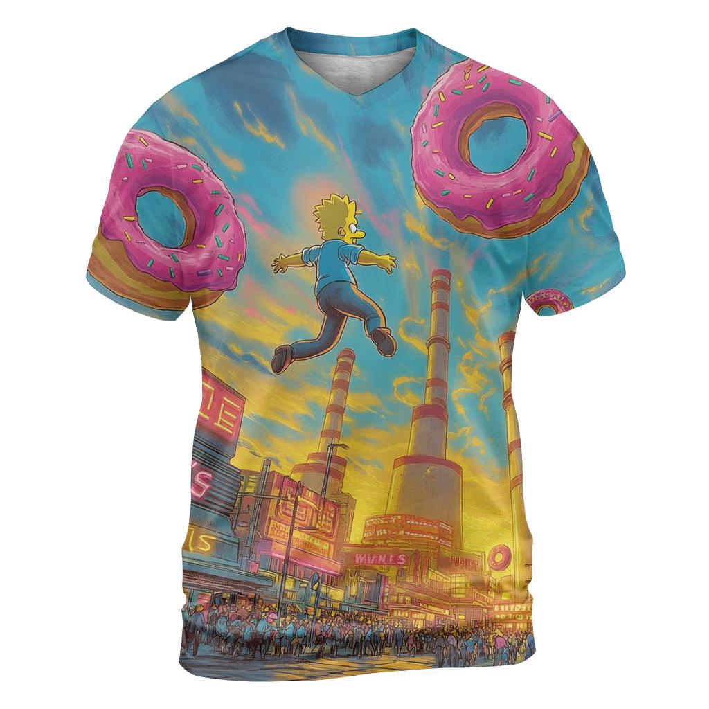 Donut Galaxy Riot vibrant all-over design tees