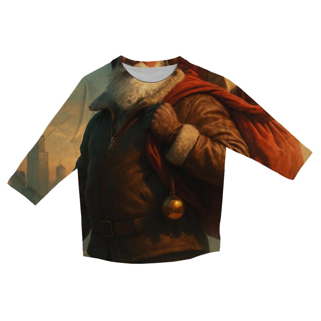 Vintage Pilot Santa Over Skyline custom 3/4 sleeve shirts