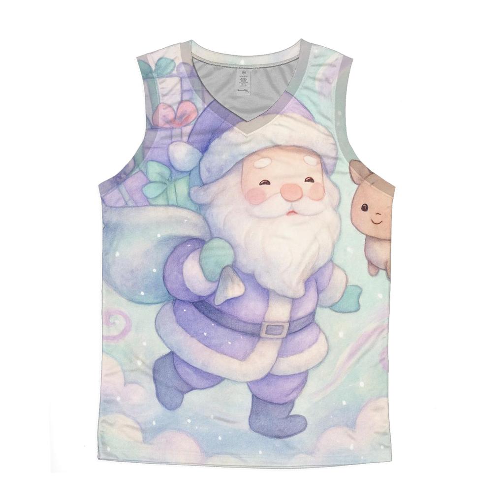 Pastel Dream Santa And Reindeer casual summer tank tops