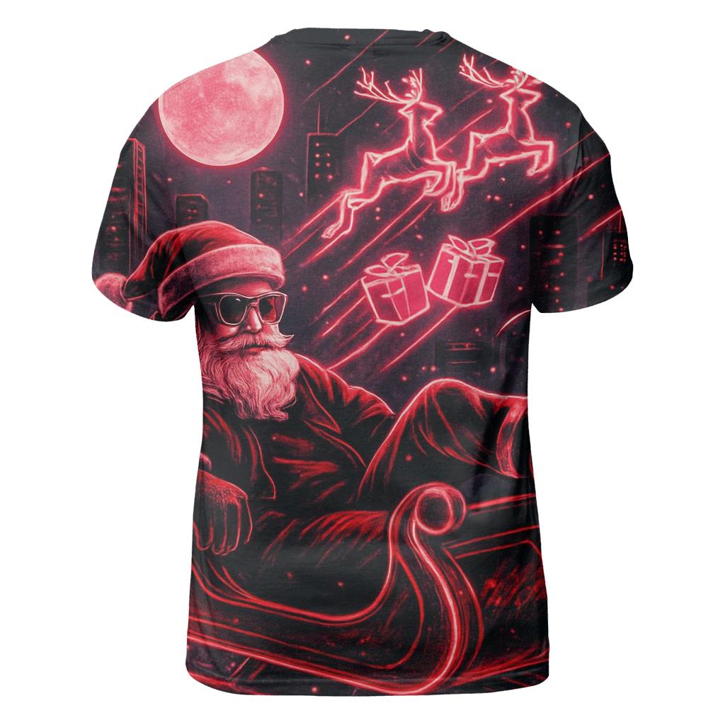 Neon Sleigh Street Santa creative print fashion shirts