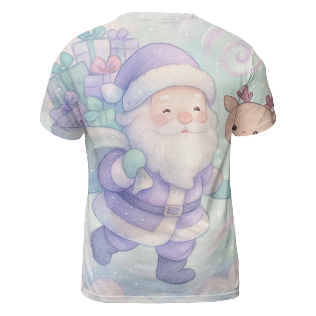 Pastel Dream Santa And Reindeer statement graphic shirts