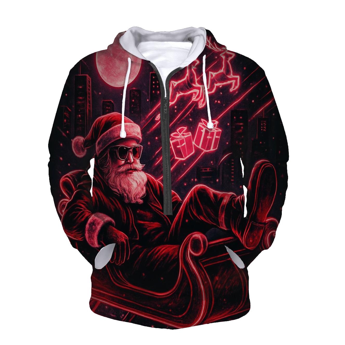 Neon Sleigh Street Santa custom hoodies