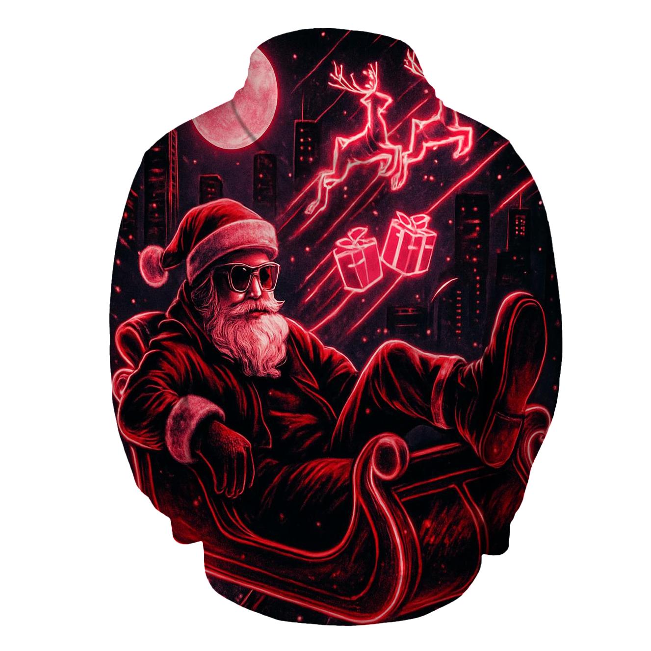 Neon Sleigh Street Santa custom hoodies
