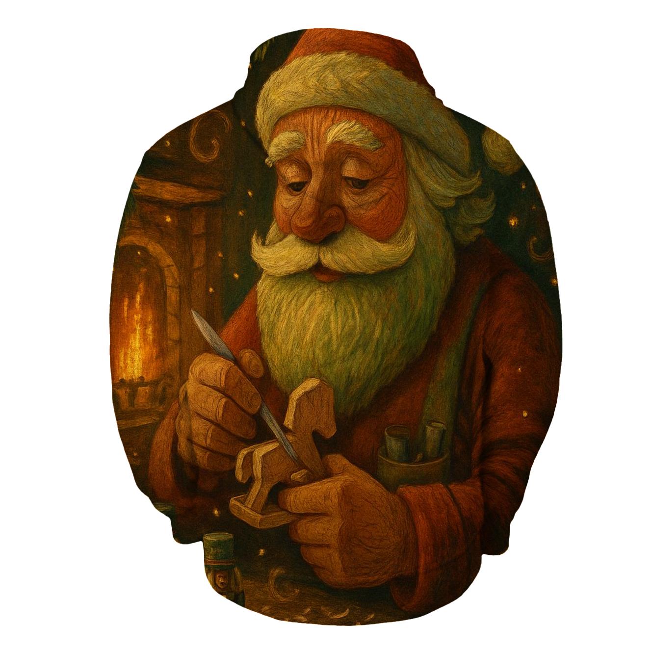 Woodland Workshop Santa Portrait custom hoodies