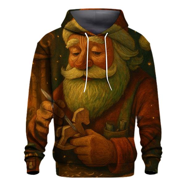 Woodland Workshop Santa Portrait printed hoodies