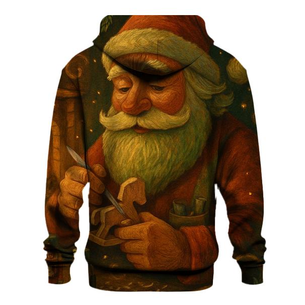 Woodland Workshop Santa Portrait printed hoodies