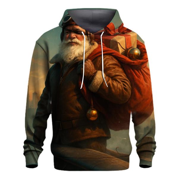 Vintage Pilot Santa Over Skyline hoodie designs