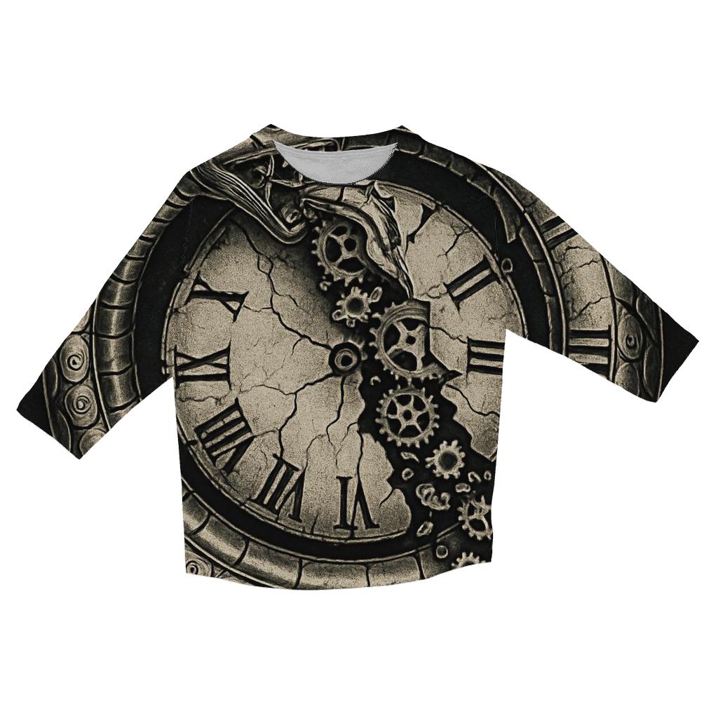 Serpent Clockwork Ouroboros printed three quarter sleeve shirts