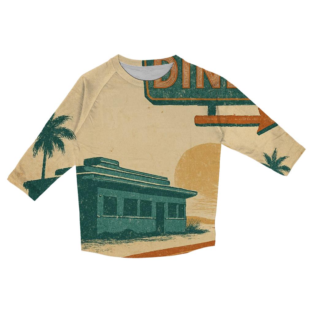 Vintage Travel Poster Roadside Diner personalized 3/4 sleeve tees