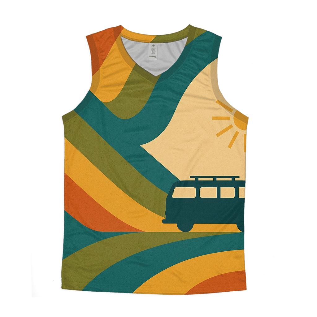 Burnt Orange Groove Waves casual summer tank tops