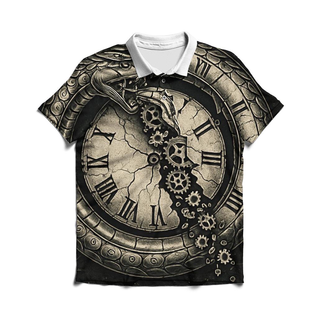 Serpent Clockwork Ouroboros premium cotton polo shirts