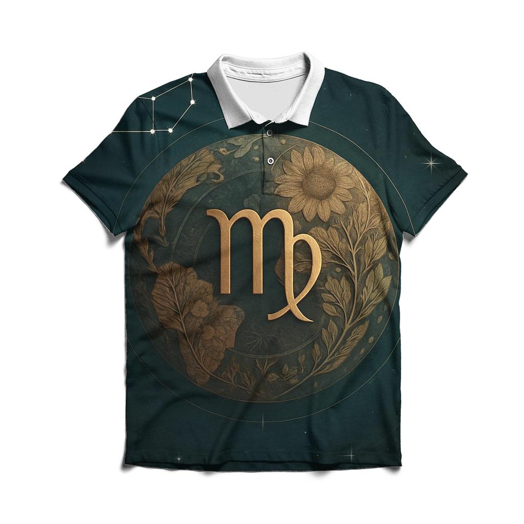 Virgo Harvest Star Mandala premium cotton polo shirts