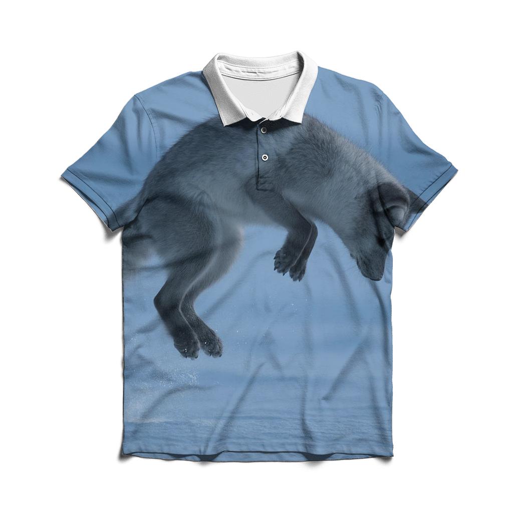 Tundra Pounce Arctic Fox embroidered polo tops