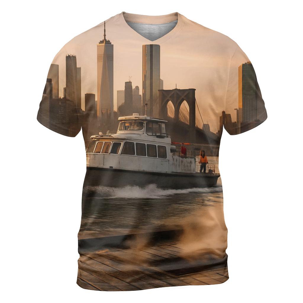 Dawn Over A Working Manhattan vibrant all-over design tees