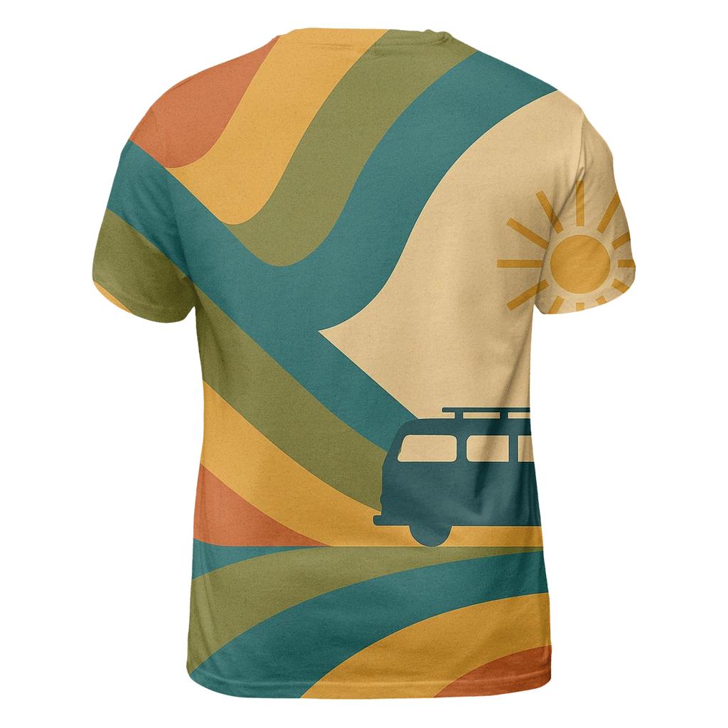 Burnt Orange Groove Waves creative print fashion shirts