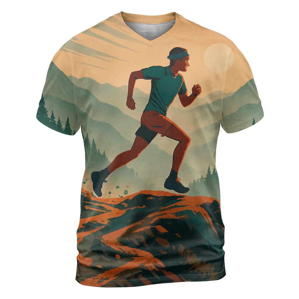Mountain Trail Marathon artistic all-over print tops