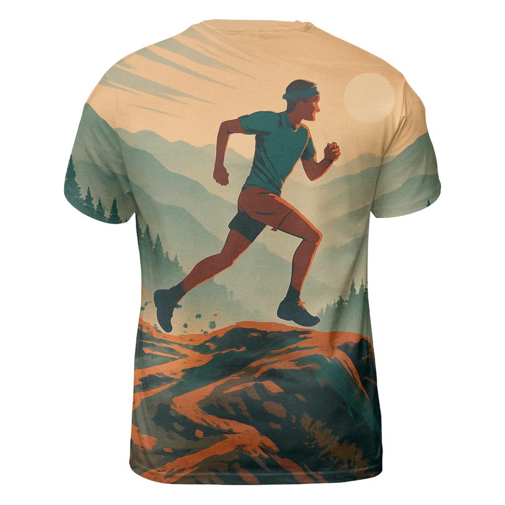 Mountain Trail Marathon artistic all-over print tops