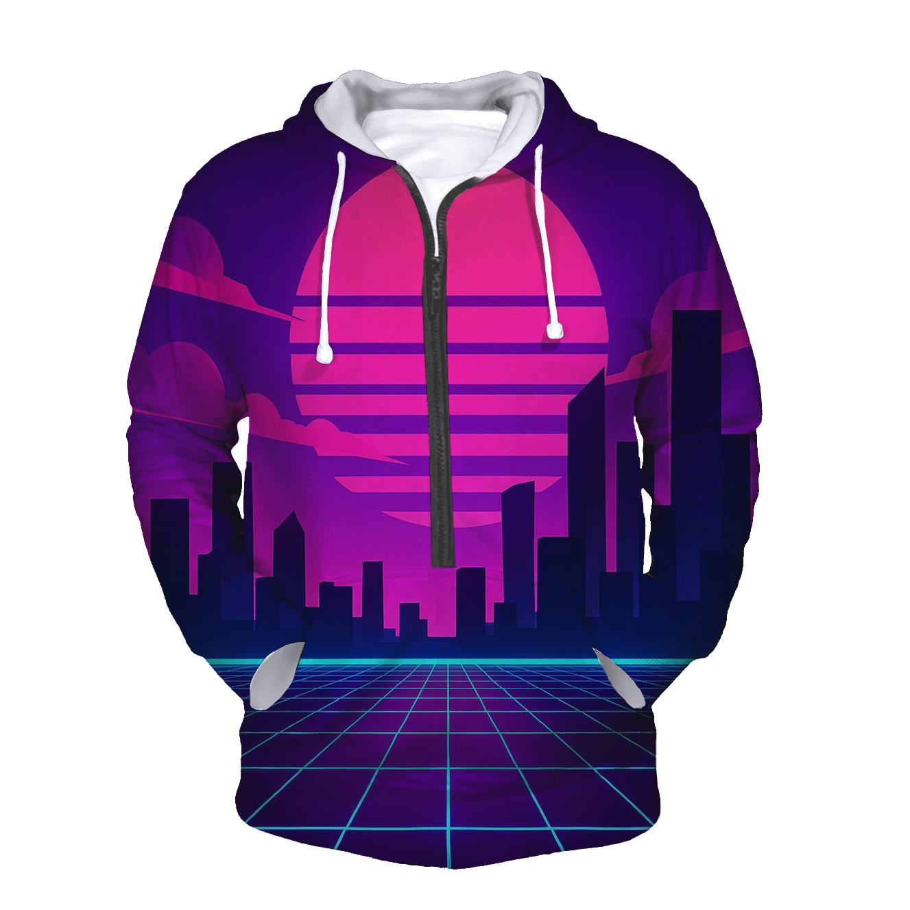 Neon Skyline Mirage embroidered hoodies