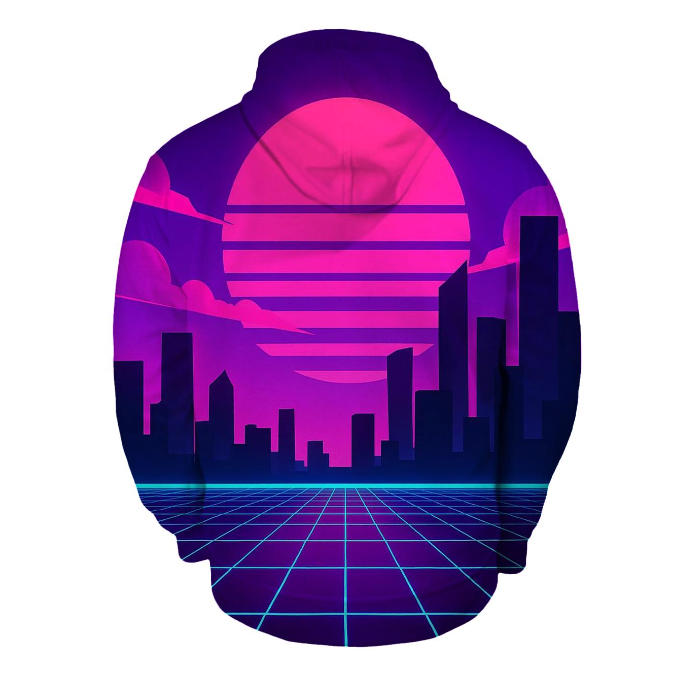 Neon Skyline Mirage embroidered hoodies