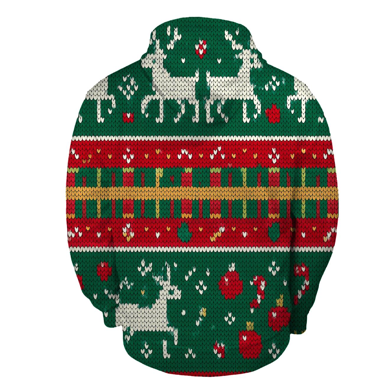 Tinsel Reindeer Plaid Stitch Design lightweight hoodies