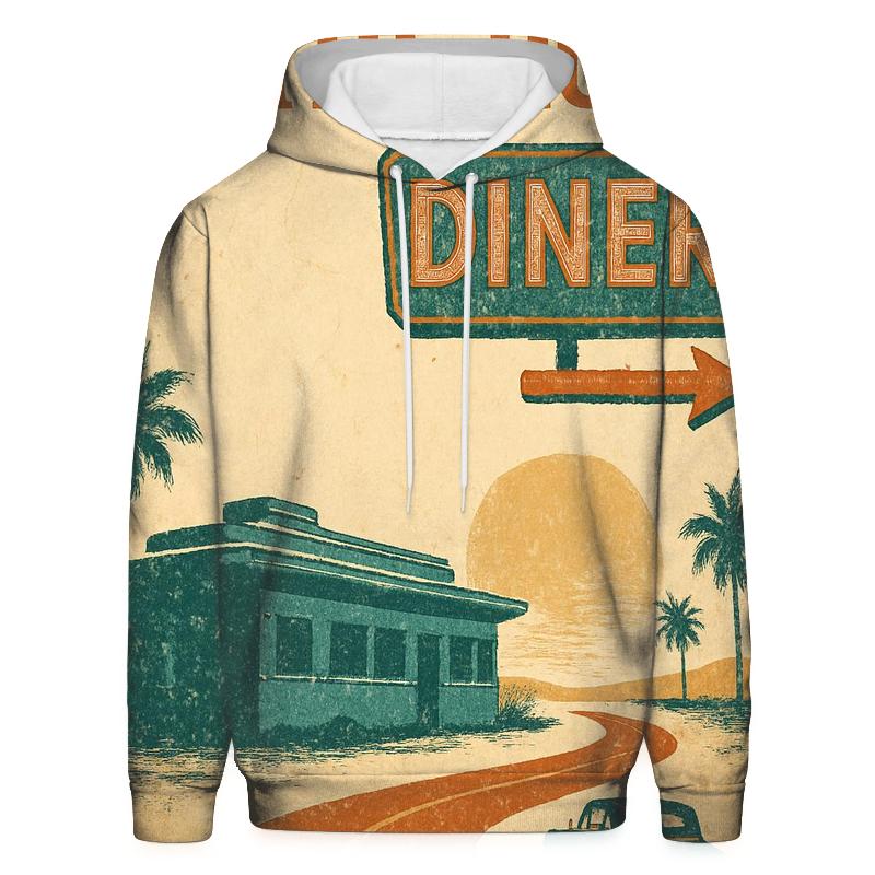 Vintage Travel Poster Roadside Diner pullover hoodies